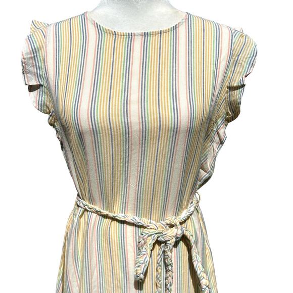 Marine Layer Laney Dress Medium Pastels Beachy Stripe Tiered Ruffle Mini NWT - Picture 5 of 16